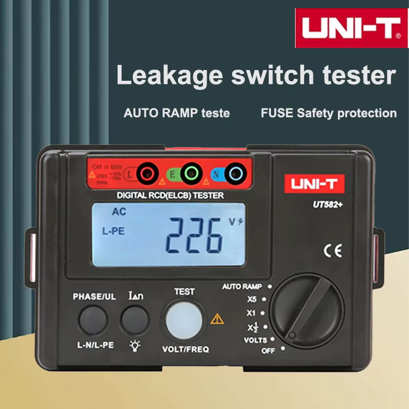 UNI-T UT582+ Digitaler RCD ELCB Tester mit AUTO RAMP Funktion und Fehlbedienungssummer in Schwarz - Bild 5