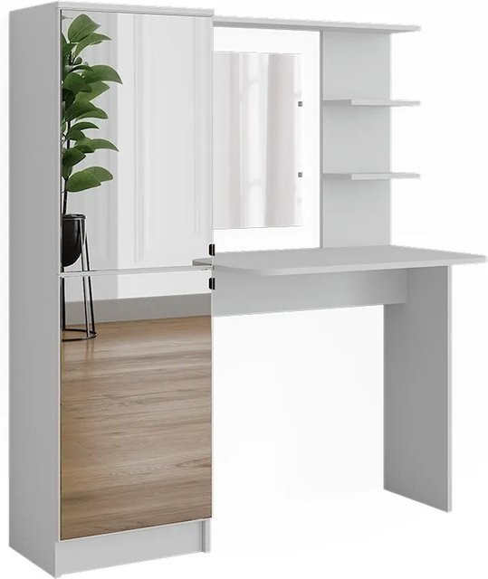 Vicco Frisierkommode Jasmin Weiß mit Spiegel und Gold-Details - Bild 1