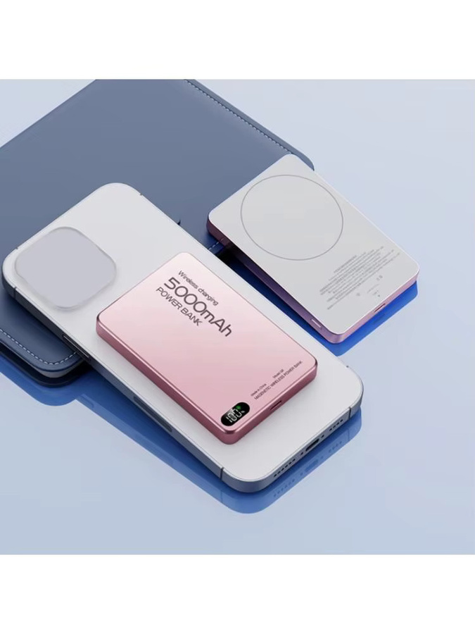 OOTDTY Magnetische kabellose Powerbank F19E mit Schnellladung, 5000 mAh, Grau - Bild 4