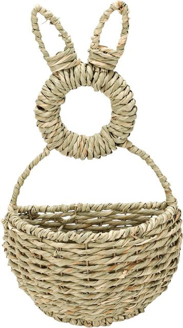 KaiSai Osterhase Korb aus Rattan in Beige als hängende Frühlingsdeko für Blumen und Geschenke - Bild 1