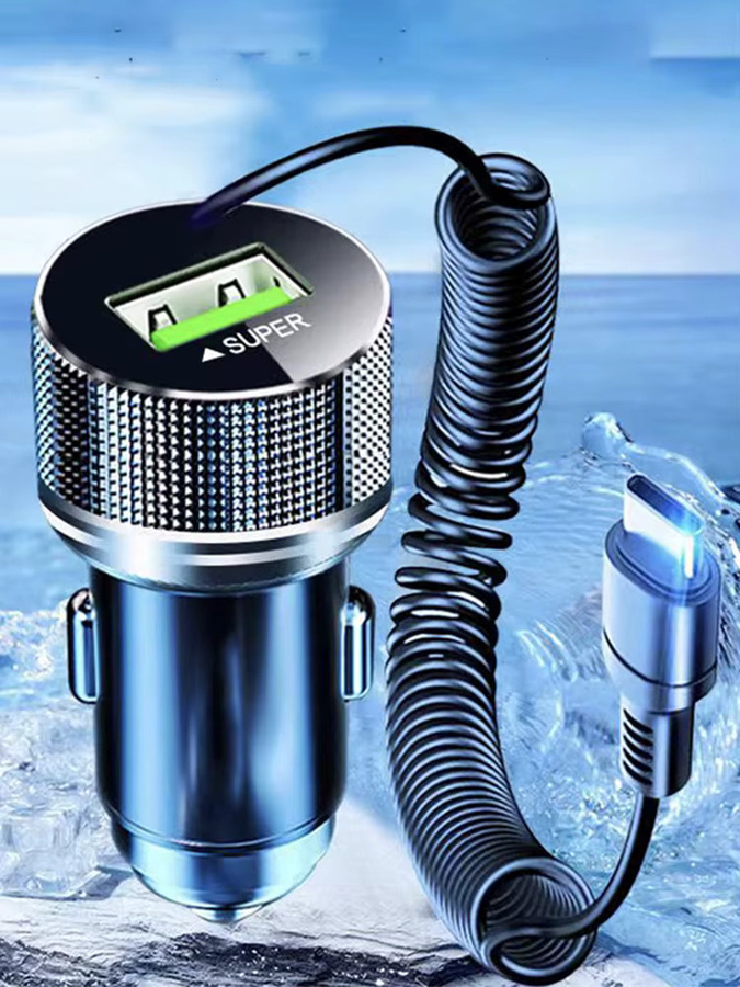 EDEBA Metall USB-Autoladegerät 12V mit USB-C-Kabel 2-in-1 Superschneller Fahrzeugadapter für iPhone, Samsung, Huawei, VIVO und OPPO - Bild 7
