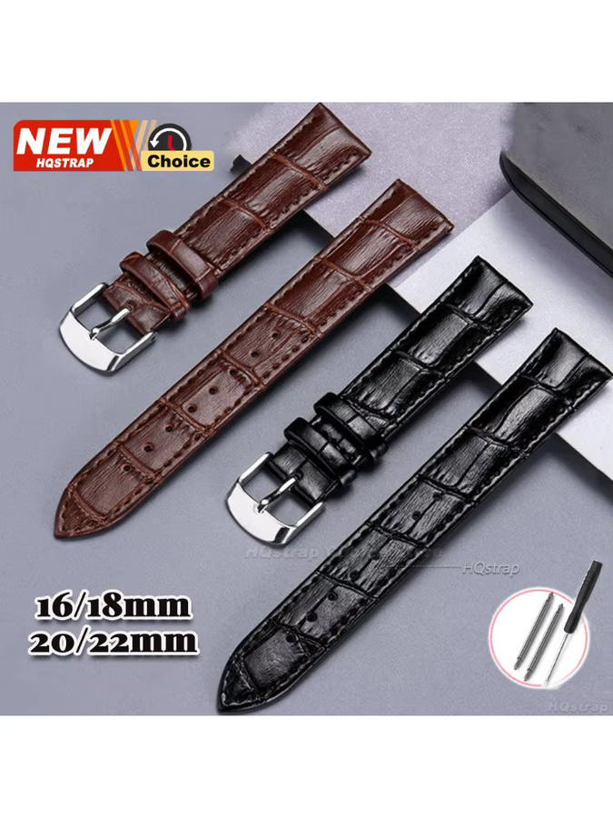 HQstrap Uhrenarmband PU-Leder, Schwarz, Unisex - Bild 5