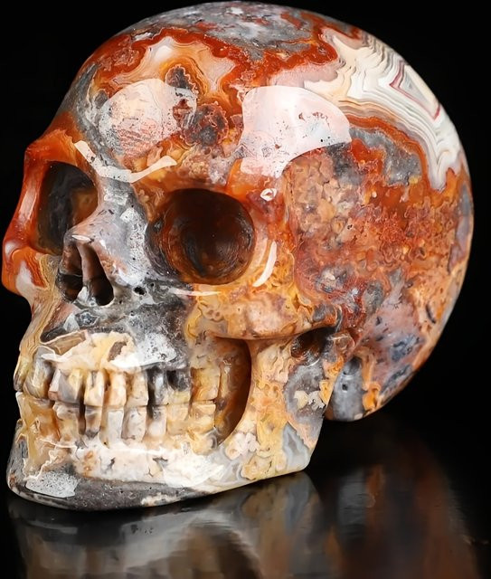 Natürlicher Geld-Achat-Schädel von CrystalHola in Mehrfarbig für Gothic-Heimdekoration und Schmuckherstellung - Bild 1
