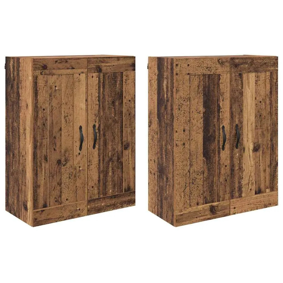 vidaXL Wandmontierte Schränke im 2er Set aus Altholz in Braun, B: 69,5 cm, T: 34,0 cm, H: 90,0 cm - Bild 2