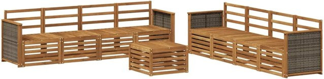 vidaXL Sofagarnitur aus Massivholz Akazie in Braun, 9-teiliges Set im modernen Latten-Design - Bild 1