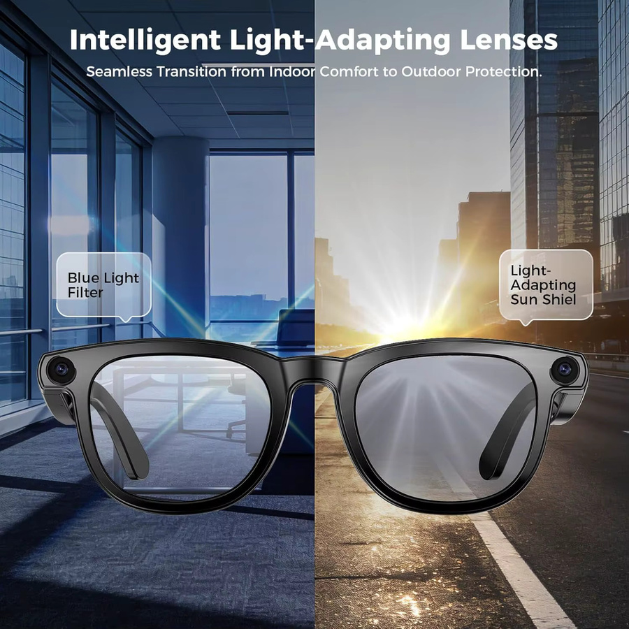 GUHUAVMI Smart AI-Brille mit 8MP HD-Kamera, WLAN, Übersetzungsfunktion und Anruffunktion, wasserfeste Sonnenbrille für Herren in Schwarz, iOS-kompatibel - Bild 6