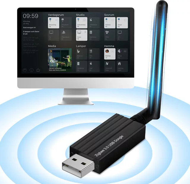 Haozee Zigbee 3.0 USB-Dongle universeller kabelloser Gateway-Hub für Hausautomation in Schwarz, kompatibel mit Home Assistant, Zigbee2MQTT, OpenHAB und Raspbian - Bild 1