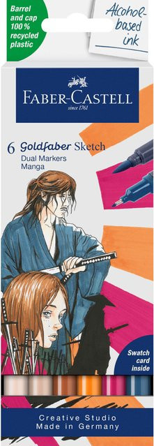 Faber Castell Goldfaber Sketch Marker Manga Set mit 6 Brush-Stiften in Multicolour - Bild 1