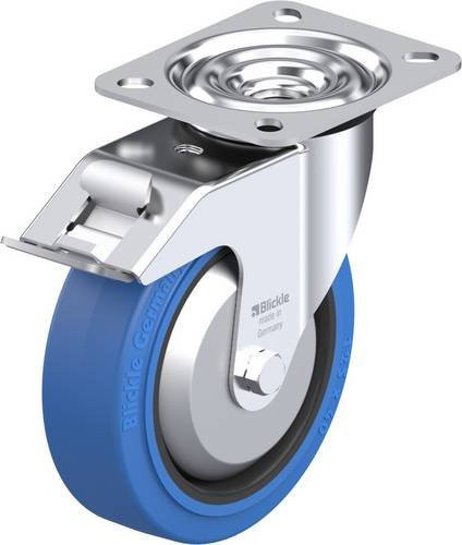 Blickle Lenkrolle mit Feststeller 850120 LE-POEV 125XR-FI-SB-FA, Rad-Durchmesser: 125 mm, Tragfähigkeit: 150 kg, blau/schwarz - Bild 1