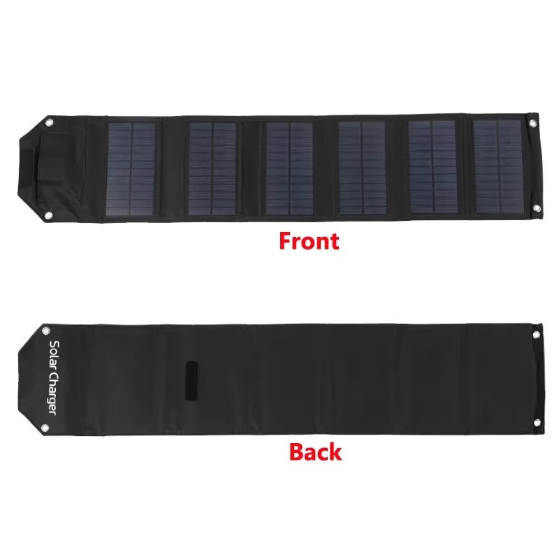 Luxuglow Faltbares Solarpanel mit USB-A und USB-C Anschlüssen, Tragbares Solar-Ladegerät für Outdoor und Camping, Schwarz - Bild 2