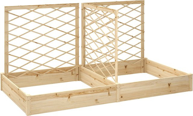 Outsunny Hochbeet aus Holz mit 3 anpassbaren Gittern für Kletterpflanzen, Farbe: Braun, B/T/H: 222 x 114 x 109 cm - Bild 1