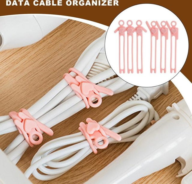 6er Set Kabelorganisator aus Silikon in Pink für Kopfhörer und Ladegeräte zur Kabelverwaltung - Bild 1