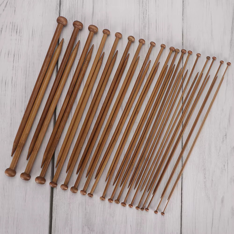 QJH 36-teiliges Stricknadel-Set in Braun mit 25 cm und 35 cm langen Einzelspitzigen Stricknadeln für DIY Strick- und Häkelprojekte - Bild 2