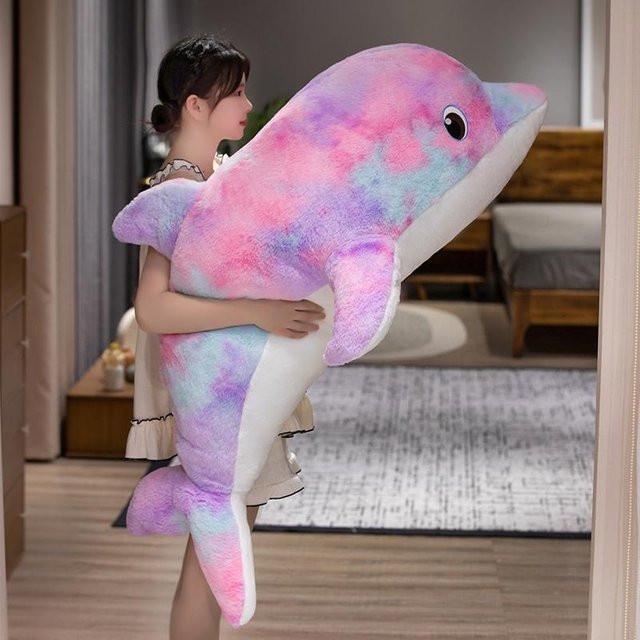 Wucifang Bags Riesiger Delfin Plüschkissen, Regenbogen, Mehrfarbig - Bild 1