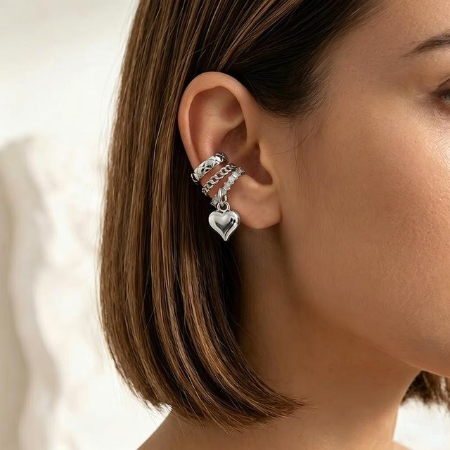Ohrklemme 5er-Set, Silber, Metall, Damen, ohne Stein - Bild 1