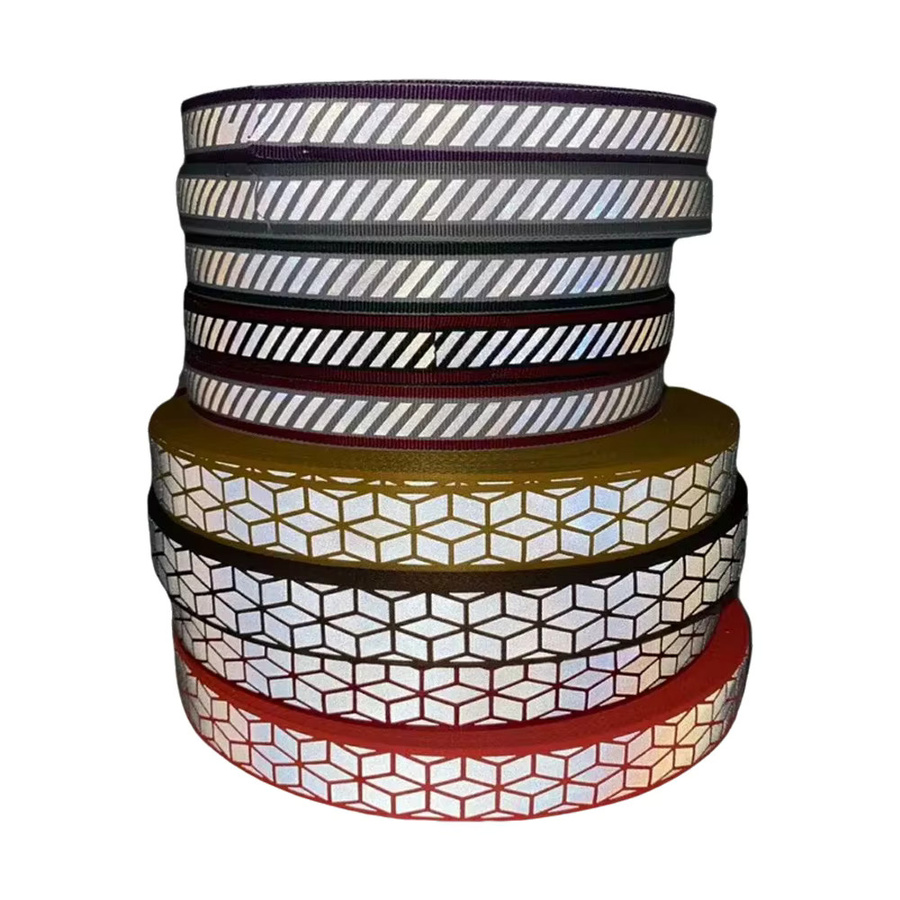 Reflektierendes Polyester-Gurtband von Yemingduo in Schwarz und Mehrfarbig, Breite: 2,5 cm, DIY-Stoffstreifen zum Nähen und Basteln - Bild 2