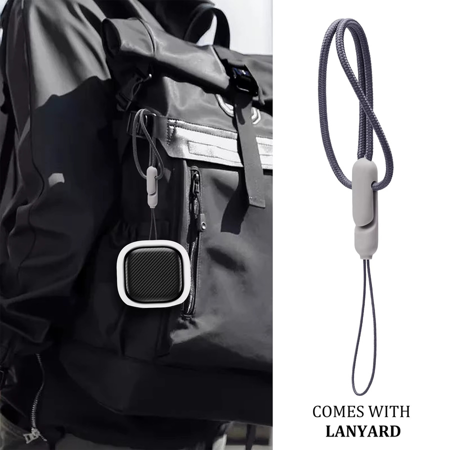 BEWZI Schutzhülle für Samsung Galaxy Buds FE, Buds Pro, Buds2 und Buds2 Pro mit Faserstreifen und Trageband in Grau - Bild 3