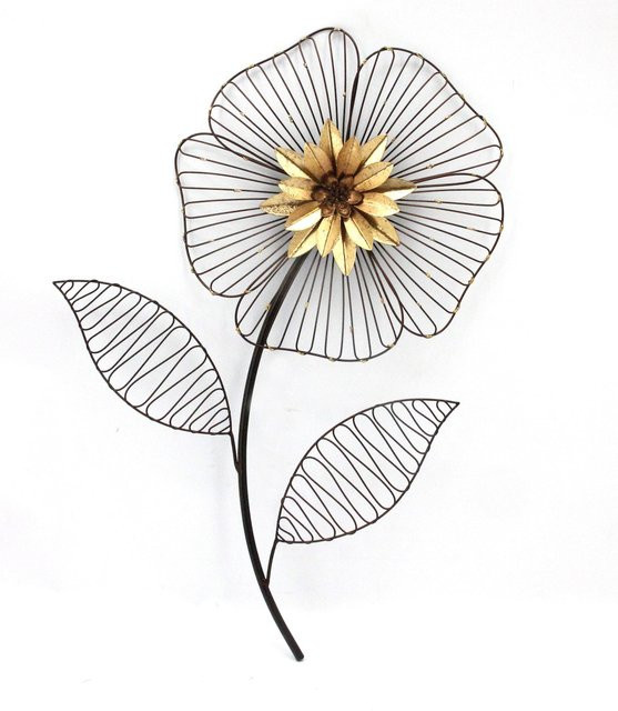 Möbel direkt online Wanddekoration Blume in Schwarz und Gold aus Metall - Bild 1