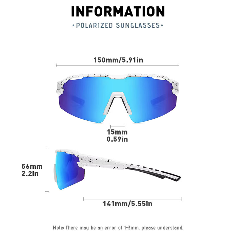 VCKA Sports Polarisierte Sonnenbrille, Tr90, weiß, Unisex - Bild 1