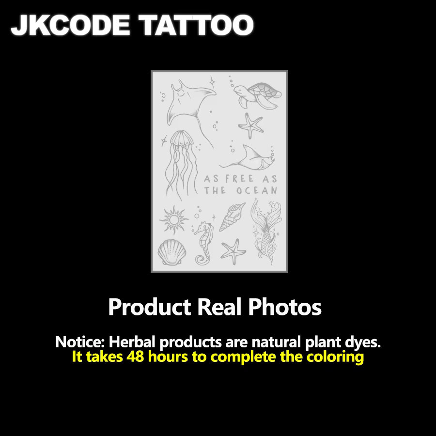 JKCODE TATTOO Ocean Minimal Tattoo-Aufkleber, Unisex - Bild 3
