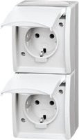 Busch-Jaeger Schuko-Doppelsteckdose Ocean Aufputz Weiß IP44 20-02 EW-54 - Bild 1