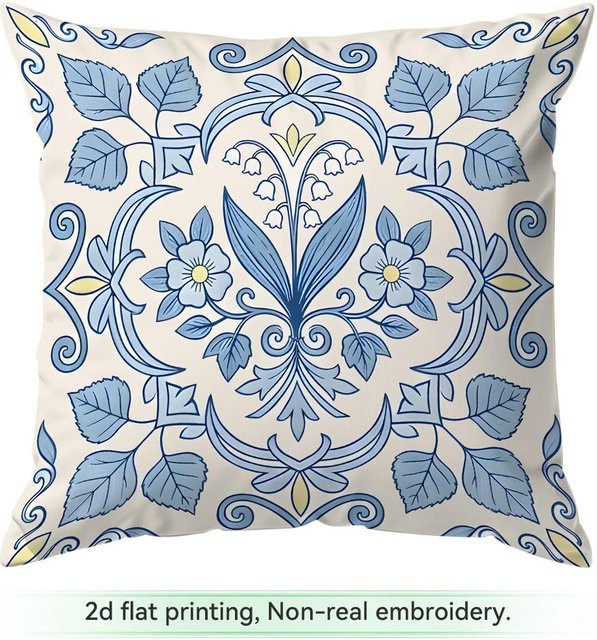Dekokissen Kissenbezug mit marokkanischem Fliesen-Design von JMG Clothing in Blau, B/B/H: 45 x 45 x 45 cm - Bild 1