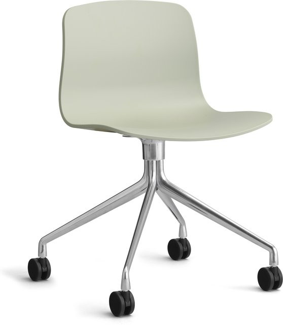 HAY About A Chair AAC 14 Schwenkbarer Stuhl in Grün mit Rollen aus Polypropylen und Aluminium - Bild 1