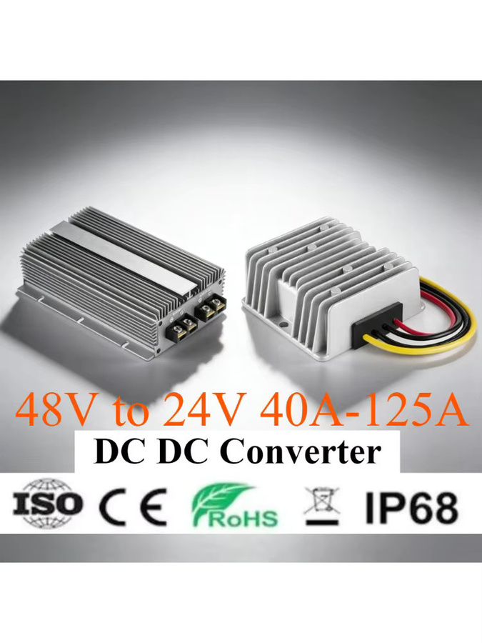 Waohei DC-DC Abwärtswandler Spannungsreduzierer von 48V auf 24V, 40A-125A Netzteil für Elektroroller, Silber - Bild 3