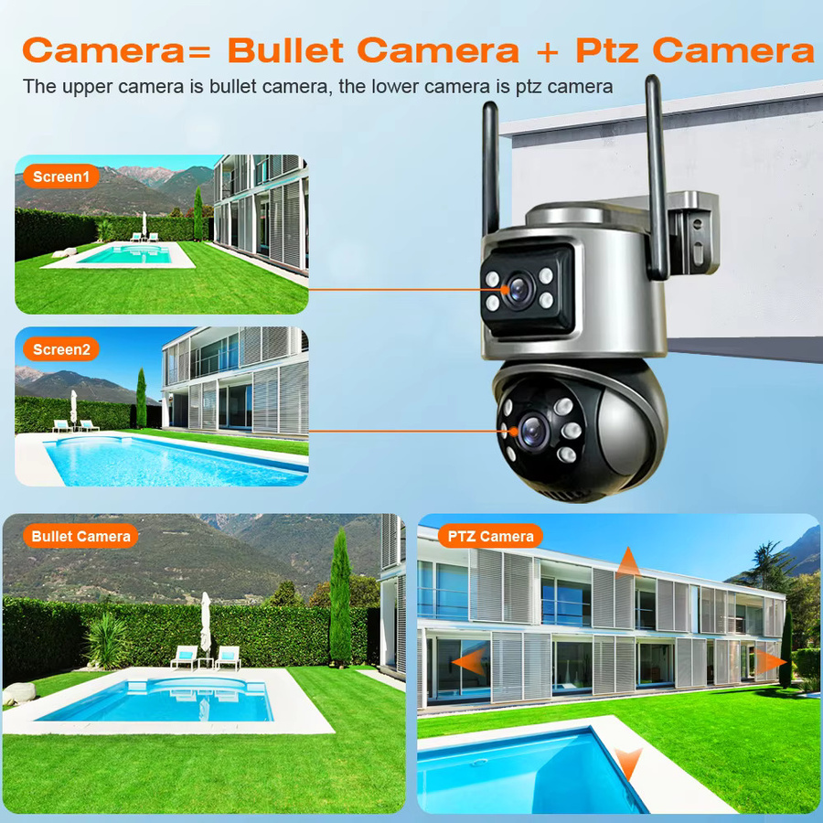 DDBROUGEN 8MP 4K PTZ Wifi Kamera mit Dual Objektiv und Dual Bildschirmen, Drahtlose Outdoor CCTV Sicherheit IP Kamera mit AI Menschlicher Erkennung und ICSEE App Unterstützung - Bild 4