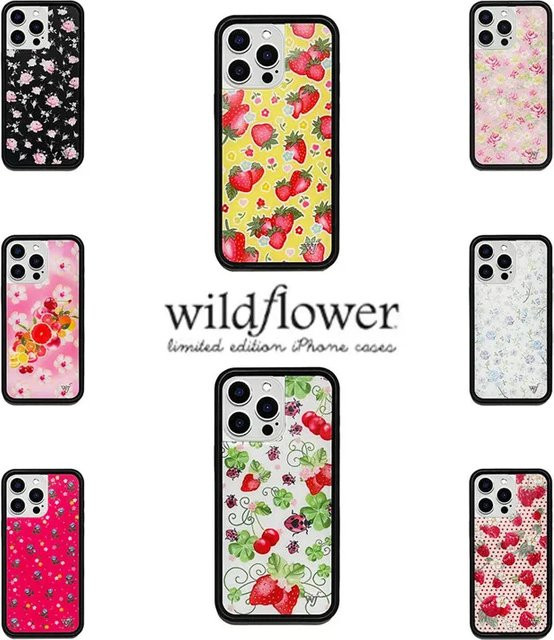 Wildflower Strawberry Fields Floral Handyhülle für iPhone 12 bis 16 Pro Max Plus in Multicolour - Bild 1