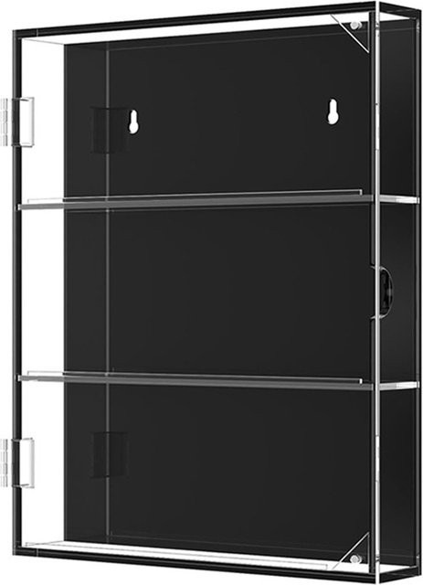 VIBRATITE Wandmontierte Vitrine in Schwarz mit Glastüren und internen Regalen im modernen Design - Bild 1