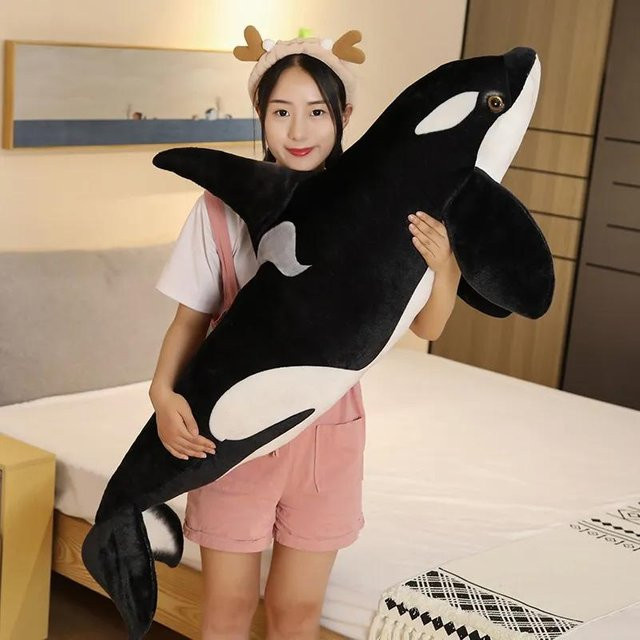 BC Pet Supplies Schwertwal Plüschtier, Orcinus Orca, Schwarz, Weiß - Bild 1
