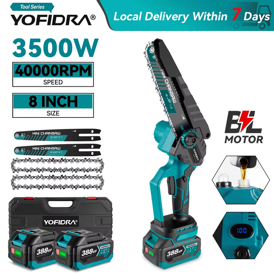 YOFIDRA 8 Zoll Bürstenlose Elektrische Kettensäge Kabellose Astsäge für Makita 21V Akku - Bild 7