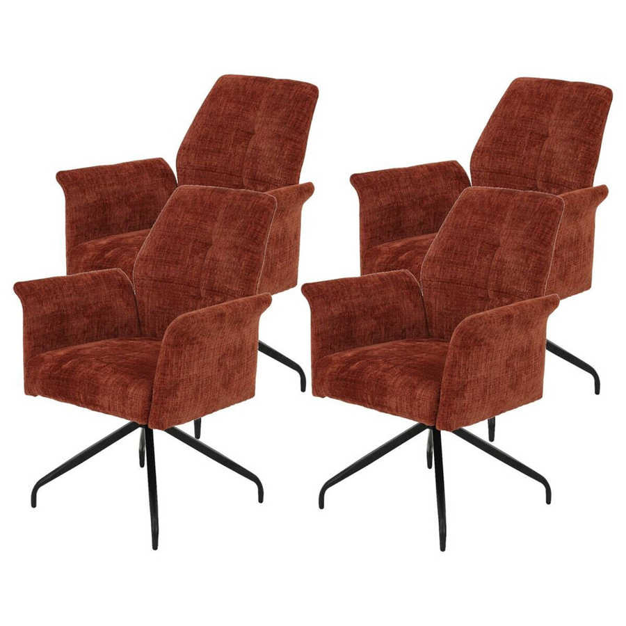 4er-Set Armlehnstühle Hela in Orange aus Microfaser-Webstoff, B/H/T: 71 x 93 x 68 cm - Bild 2