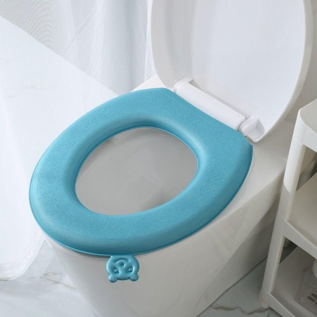 Yiran Furniture Universal EVA Wasserdichter Toilettensitzbezug Verdickt mit Klappdeckelgriff in Blau - Bild 1
