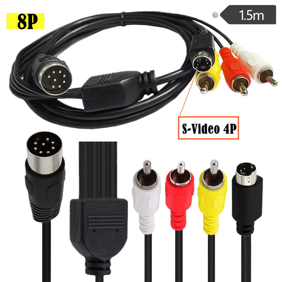 OULLX DIN 8pin auf Mini DIN 4pin 3RCA AV Adapter Kabel in Schwarz, 1,5 m Länge für S-Video Audio Video Verbindung von DVD, HDTV und VCR - Bild 4