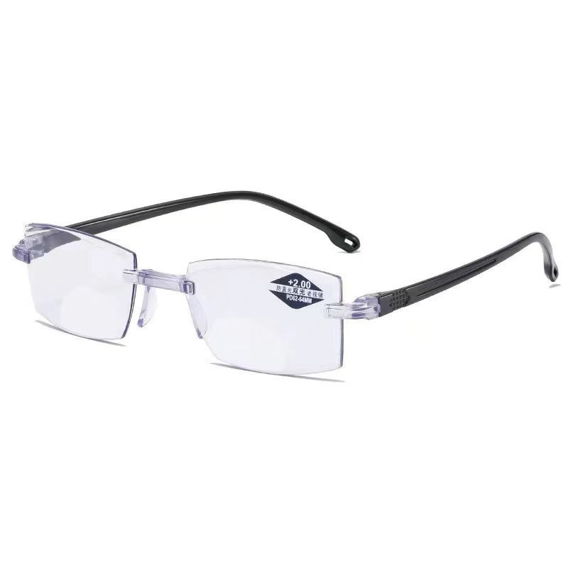 VABBON Lesebrille, randlos, rechteckig, Metall, Unisex, Anti-Blaulicht - Bild 3