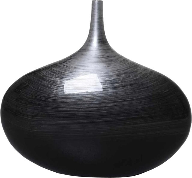 Vivanno Bodenvase Beleza aus Fiberglas in Schwarz mit Streifen, B/T/H: 15 x 36 x 33 cm - Bild 1