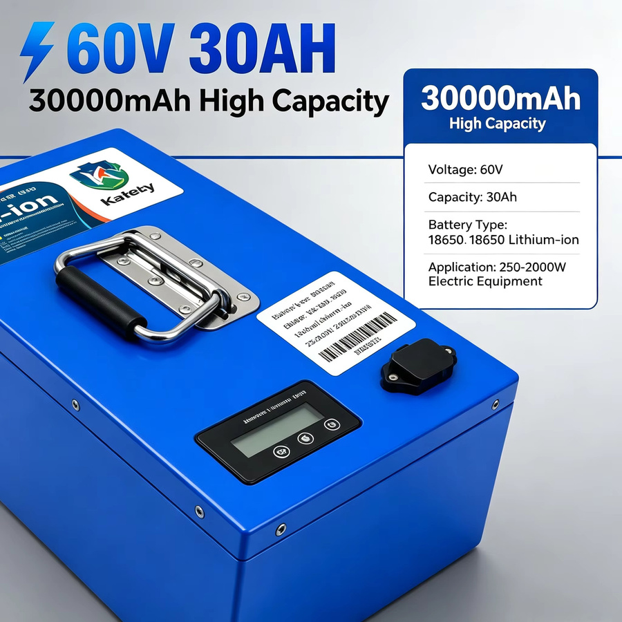 Lithium-Ionen-Akku 21700 60V 30Ah mit integriertem BMS für Elektrofahrzeuge, Motorräder und Dreirad-Roller, Blau - Bild 3