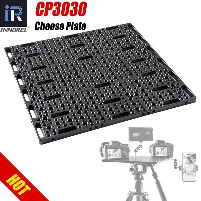 INNOREL CP3030 Käseplatte in Schwarz mit 1/4" & 3/8" Gewinden und ARRI-Positionierungslöchern, B/T: 30 x 30 cm - Bild 1