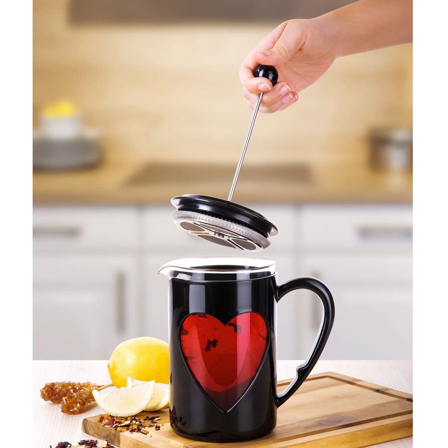 Genialo Kaffee- und Teebereiter Herz in Schwarz mit 800 ml Fassungsvermögen - Bild 2