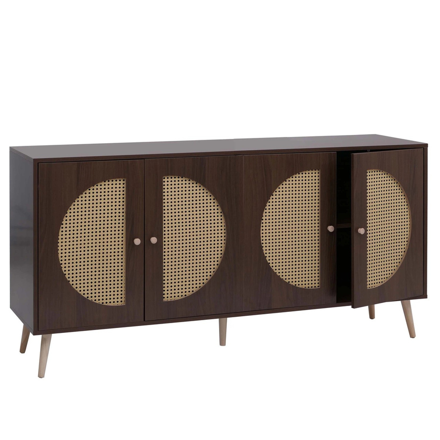 MCW Sideboard P49 Kommode mit Poly-Rattanfront in Walnuss-Optik, B/T/H: 160 x 40 x 80 cm - Bild 3