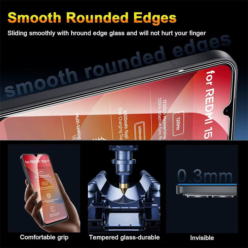 5er-Pack Xiaomi Redmi 15A 5G Displayschutzfolie aus klarem gehärtetem Glas mit 9H Härtegrad - Bild 5