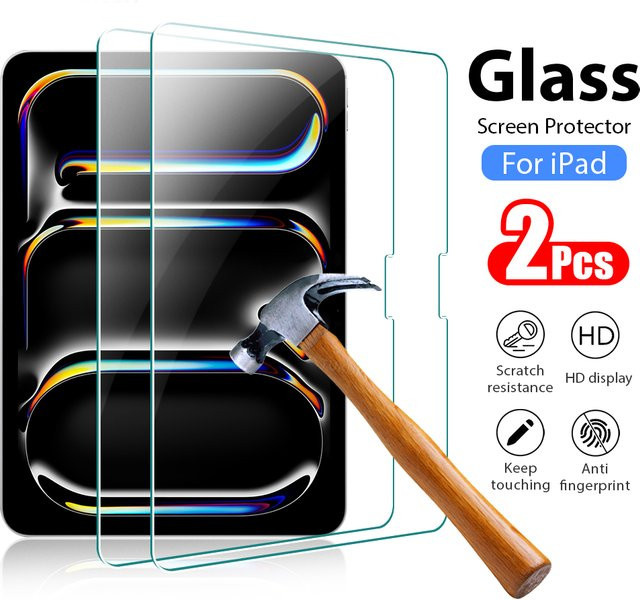 2 Stück Gehärtetes Glas Displayschutzfolie für Apple iPad Pro, Air und Mini, transparente Vollabdeckung mit 9H Härtegrad - Bild 1