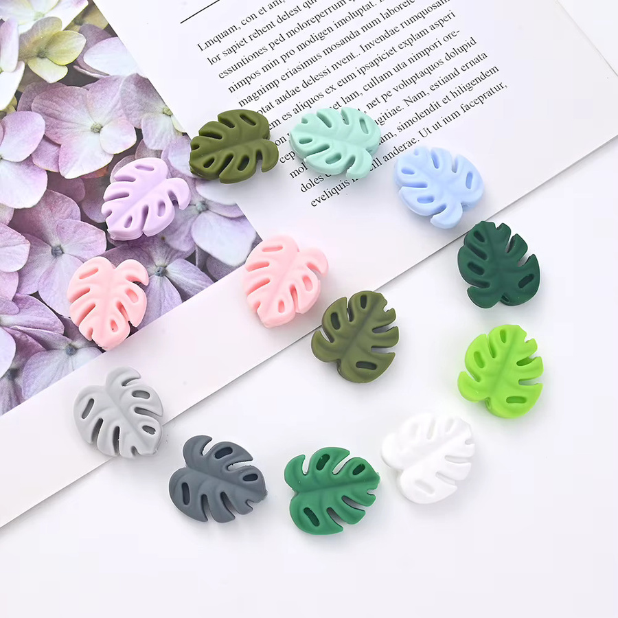 10 Stück Cartoon Blatt Silikon Perlen in Mehrfarbig für DIY Baby Beißring und Schnullerkette Zubehör - Bild 2