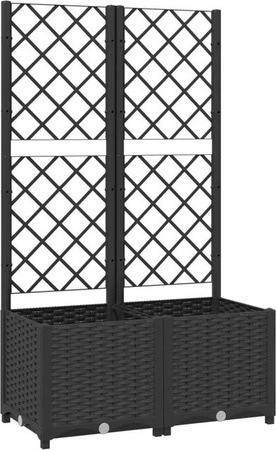 vidaXL Garten-Pflanzgefäß mit Spalier in Schwarz aus PP-Kunststoff, B/T/H: 80 x 40 x 136 cm