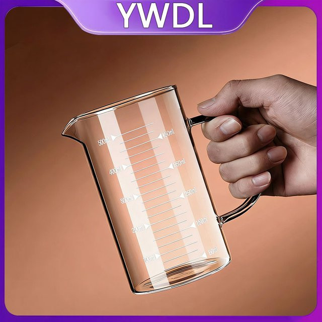 YWDL Glas-Messbecher mit Griff aus hitzebeständigem Borosilikatglas, transparent, 250 ml - Bild 1