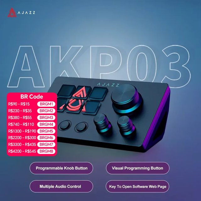 Ajazz AKP03E/153E Desktop-Controller Schreibtisch-Konsole mit programmierbaren Makro-Tasten in Schwarz - Bild 1