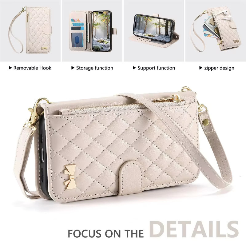 Lederhülle mit Kartenhalter für Samsung Galaxy S27 S26 S25 S24 S23 Plus Ultra FE Edge als Crossbody Wallet Handyhülle in Weiß - Bild 3