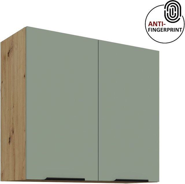 Küchen Hängeschrank ARIA Aquamarin matt mit Türen und Regalböden, Breite: 80 cm, Höhe: 72 cm - Bild 1